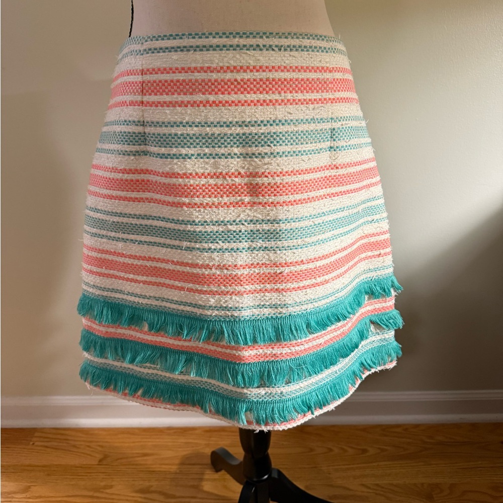 Hutch Pink and Green Ruffled A-Line Skirt